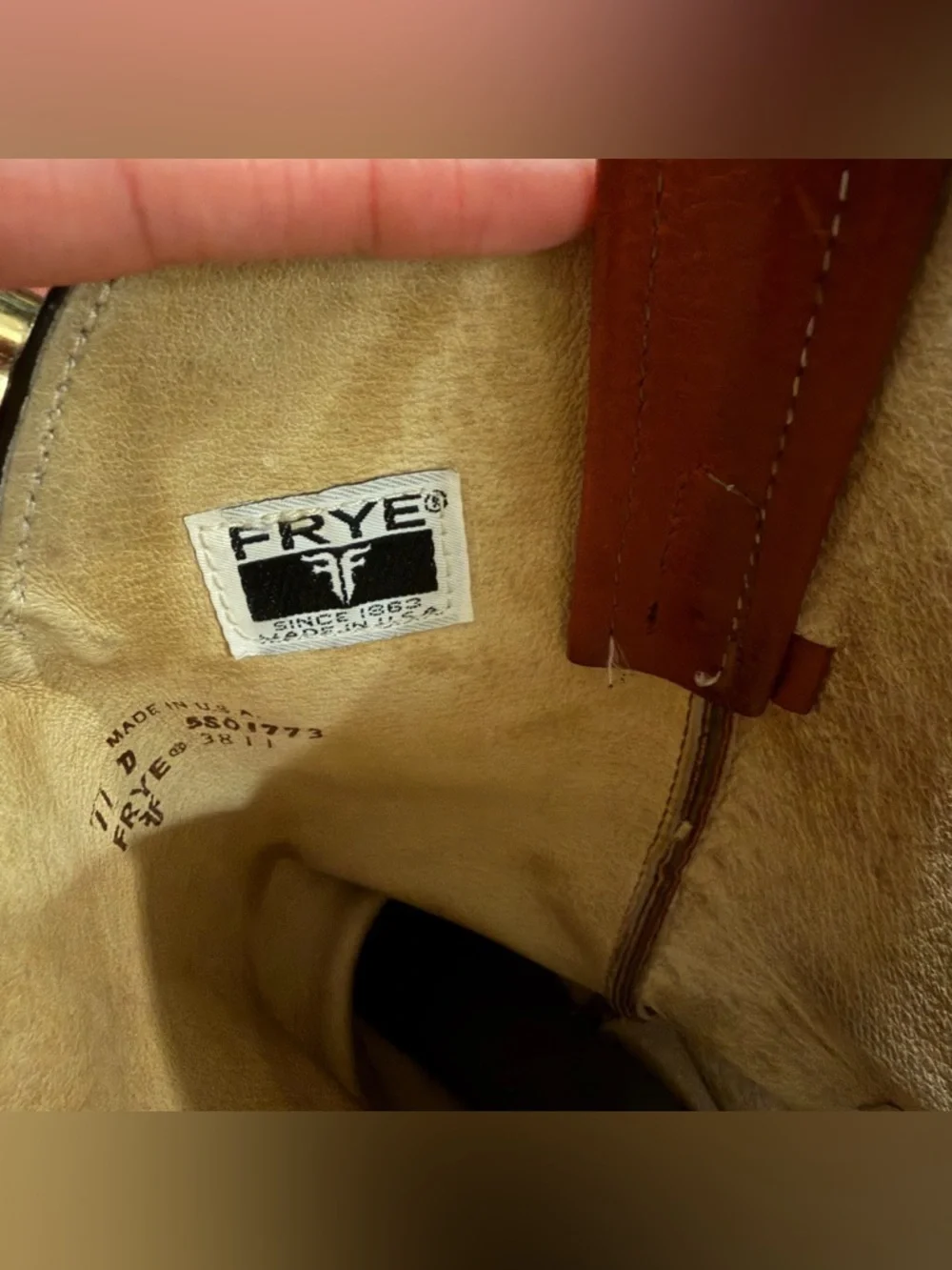 FRYE Vintage Western Mens Boots Cowboy Leather 3811 Cognac Size 11 D USA